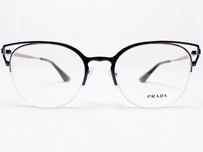 NUEVO Monturas de gafas para mujer Prada VPR64U M4Y-1O1 negras redondas media borde 53/20~140 Foto 1 de 4