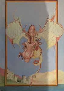 PSB04 Dudley Drago Rosa Rosso Volante Stephen Bonner Fantasy Stampa Arte Vintage  - Foto 1 di 6