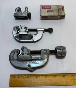 Lot of 3 Vintage Pipe Cutters Tool Rigid No. 15 & 104 and General 122 - Picture 1 of 6