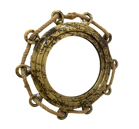16 Inch Antique Finish Wall Mirror/Nautical Maritime Bathroom Mirror/Beach Style Cover