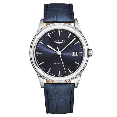 Longines Men's Flagship Blue Leather Automatic Watch L4.974.4.92.2 - Image 1 of 4