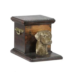 Dobermann unbeschnittene Urne Massivholz Schatulle Einäscherungsurne für Hundeasche - Bild 1 von 3