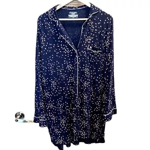 Victoria's Secret Women's XL Soft Stretchy Cozy Casual Navy Floral Pajama Top - Picture 1 of 7