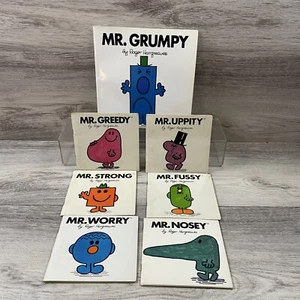 Vintage Mr Grumpy Greedy Nosey Uppity Strong Book Lot 7 Hargreaves 1981 USA - Picture 1 of 11