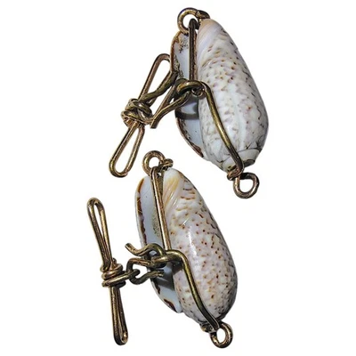 Gemelos artesanales Debonair Olive Seashell tono oro rosa Estate moda para hombre  Foto 1 de 4