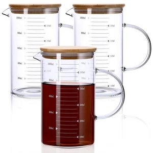 3er Pack 1000 ml Messbecher Becher mit Henkel und Deckel Borosilikatglas Mu... - Bild 1 von 6