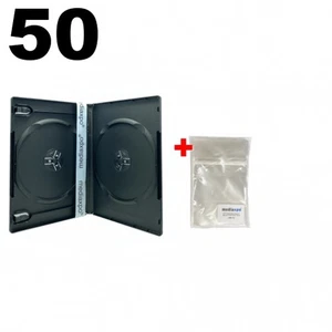 50 PREMIUM STANDARD Black Double DVD Cases (100% New Material) & 100 OPP Bags - Picture 1 of 6