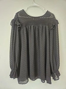 Maurices Blouse Womens 3X  Ruffle Hem Flowy Balloon Sleeve Bohemian Top - Picture 1 of 11