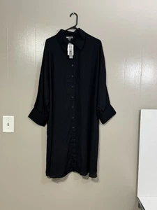 Vestido Negro Nordstrom Love X Diseño Mujer Botón Delantero Talla 1X C46 - Imagen 1 de 9