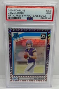 2024 Donruss Optic JJ McCarthy Football Emoji Rated Rookie PSA 9 MN Vikings NFL - Picture 1 of 2
