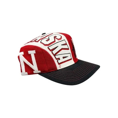 Vtg Rare NCAA Nebraska Cornhuskers Red Black TOW Wool Multi Big Logo Snapback - Image 1 of 4