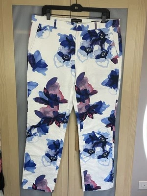 BANANA REPUBLIC Womens Pants Sz 12  Ryan Straight Leg Mid Rise Floral Stretch - Image 1 of 4