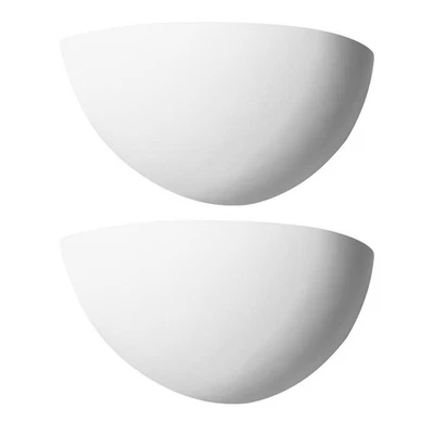 Set of 2 White Plaster Crescent Wall Lights Modern Hallway Bedroom Home Lighting - Image 1 of 4