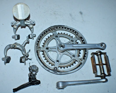 Vintage Groupset Crankset 170mm 40/52t Schwinn Brakes Suntour 7 Front Derailleur - Image 1 of 4