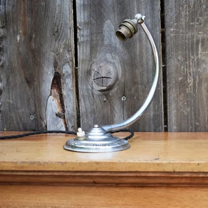 Antique Art Deco Chrome Stepped Base Adjustable Task Light Desk Lamp - Picture 1 of 11