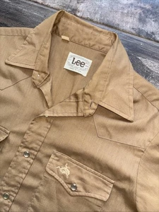 Vintage LEE Pearl Snap Hemd Herren Gr. L braun Western Cowboy 70er Bronco USA lang - Bild 1 von 10