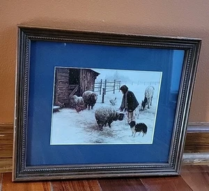 Robert Duncan April Storm Snowy Farm Pasture Scene Country Art Print Framed SEE  - Picture 1 of 15