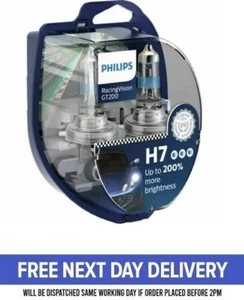 Philips Racing Vision GT200 +200% H7 Headlight Bulbs (Twin) 12972RGT200 - Picture 1 of 8
