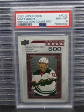 2022-23 Upper Deck Matt Boldy Population Count 500 Rookie RC #PC-22 PSA 8 Wild