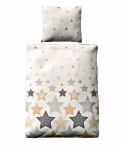 JACK Fleece Bettwäsche Microfaser 2 tlg. 135x200cm Sterne Stern Offwhite Braun - Bild 1 von 7