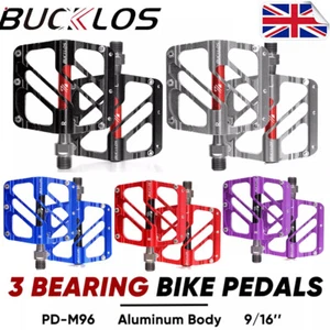 Flat Platform Pedals 3 Bearings 9/16 in Fit Shimano Mountain Bike Pedal Aluminum - Picture 1 of 19