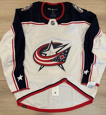 NEW Adidas MiC Columbus Blue Jackets Primegreen White Team Issue Jersey size 54 - Image 1 of 4