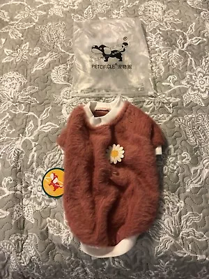 New Dog Fur Light Red Vest Outfit Size Large For 37cm Length Dogs Puppies - Image 1 of 4