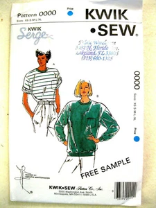 KwikSew 0000 T-SHIRT Gr. XS-XL 31,5-45 Brustmuster ungeschnitten 1990 Serge - Bild 1 von 3