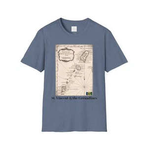 Vintage map of St. Vincent & the Grenadines from 1764 Unisex T-Shirt - Picture 1 of 10