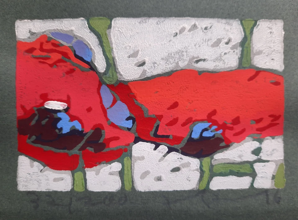 Klaus Fussmann, farbenprächtiges Meisterwerk einfach spitze Mohn - Bild 1 von 3