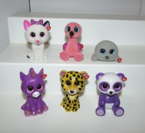 Ty Mini Boos 6 Figure Lot Panda Unicorn Cheetah Cat Seal Flamingo Flocked Cute - Bild 1 von 7