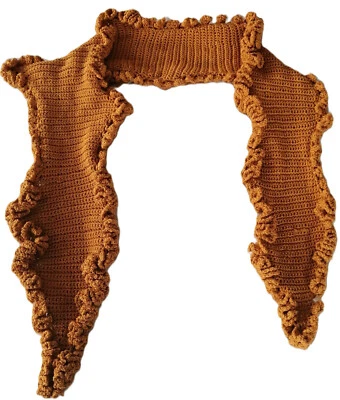 Häkel Handarbeit UNIKAT Upcycling Wolle Kragen Stola gehäkelt CURRY Baumwolle(8) - Bild 1 von 4