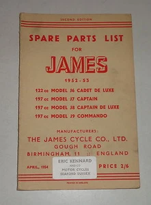 Parts Catalog / Spare Parts List James J6 / J7 / J8 / J9 - for 1952-1953 Models - Picture 1 of 1