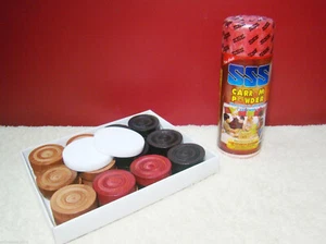 Carrom Carom Board Coins Piece 24 Coins 2 Strikers 168g Powder India Board Game - Picture 1 of 3