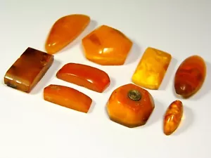 Lot of 9 Vintage Baltic Amber Stones Multicolor Natural Old Gemstone 5980 - Picture 1 of 16