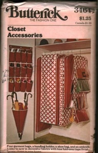 3464 Butterick SEWING Pattern Home Decor Closet Accessories Bags Shoe Hold UNCUT - Picture 1 of 2
