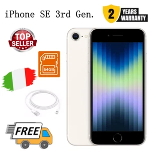 NUOVO Apple iPhone SE 3a Gen. 2022 - 64GB - Galassia (Sbloccato) ❤ Sigillato - Zdjęcie 1 z 7