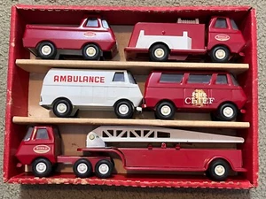 1970’s Tiny Tonka Fire Department 5 Truck Set Nostalgic Diecast JC Penny’s Excl. - Picture 1 of 6