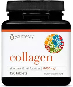 Youtheory Advanced Collagen - 6,000 Mg Collagen - with Vitamin C - for Hair, Ski - Picture 1 of 12