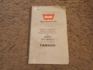 WARN ATV Winch Yamaha A 2000 Owner's Operator's Parts Manual - Picture 1 of 3