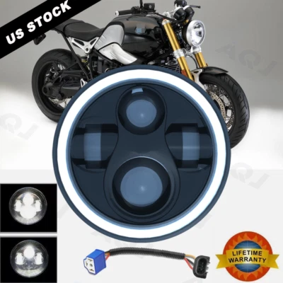 7'' Motorcycle LED Headlight DRL With Turn Signal Light For R1150 R1200 R Nine T - Imagem 1 de 4