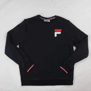 Vintage FILA Black Red White Embroidered Logo Crew Neck Sweater Men’s Medium - Picture 1 of 11