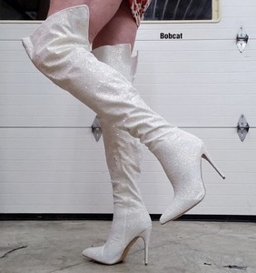 white thigh high boots