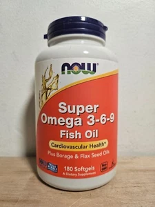 NOW Super Omega 3-6-9 Fish Oil (180 Softgels) EXP: 02/2027 (2-PACK) - Picture 1 of 6