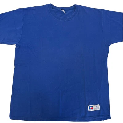Vtg 70 80's Russell Athletic Men USA Made Solid BLUE Workout Gym Work T Shirt XL - Image 1 of 4