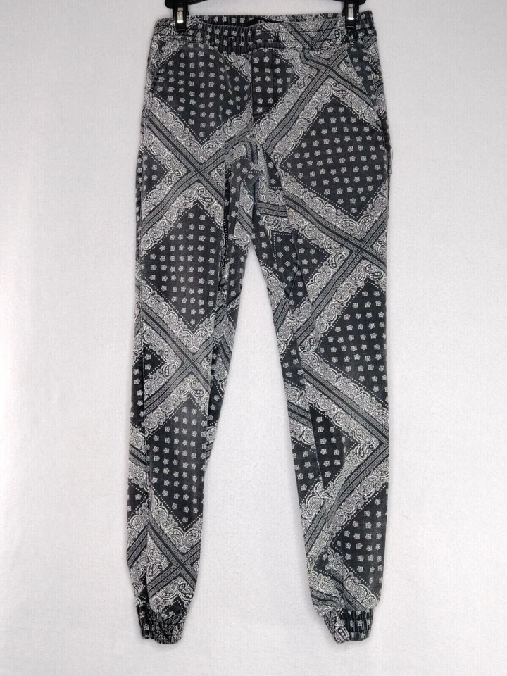 Женские эластичные штаны на талию Rue 21 размер Small цвет черный/белый с манжетами - Изображение 1 из 4