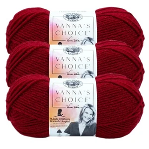 (3 Pack) Lion Brand Yarn 860-180E Vanna's Choice Yarn, Cranberry - Picture 1 of 6