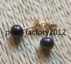 wholesale Fashion 14k gold natural south sea 6-7mm black pearl earring - Imagen 1 de 3