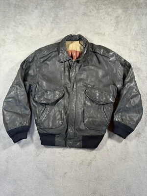 Chaqueta de bombardero de cuero Mirage vintage para hombre Lg negra aviador motocicleta Steampunk Foto 1 de 4