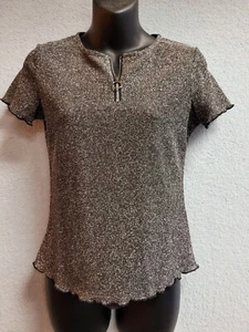 Allegra K short sleeve glittery quarter zip top size extra small. #243 - Picture 1 of 9